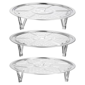sourcing map 3-Piece Stainless Steel Steamer Rack with Stand, 7.9 Inch/8.6 Inch/9.5 Inch Pot Steamer Tray for Steamers Cookware Pressure Cooker