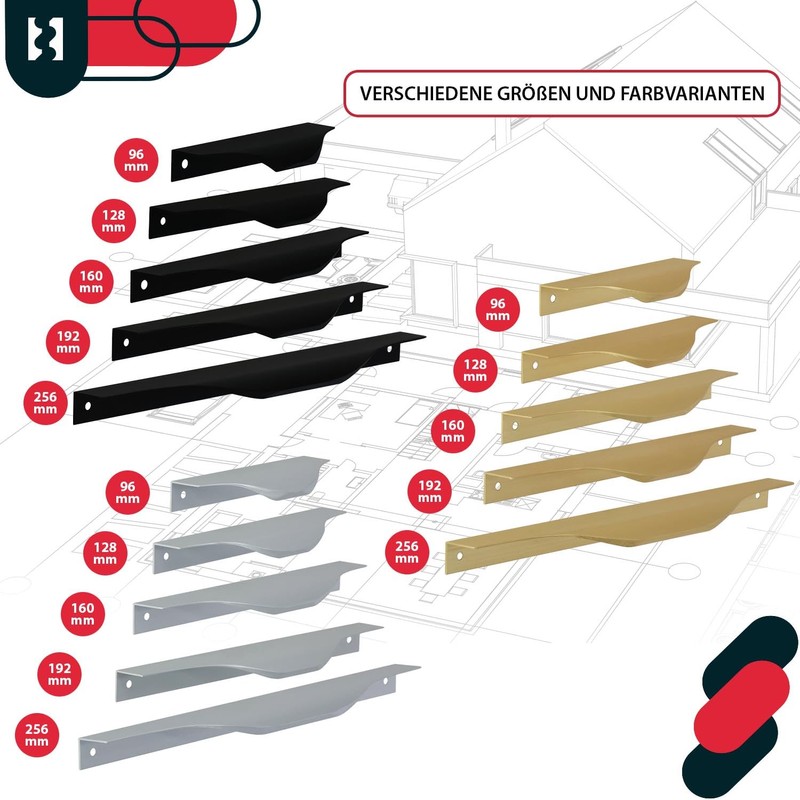 KOTARBAU® Set of 6 Furniture Handles, Furniture Handles, Cabinet Handles,