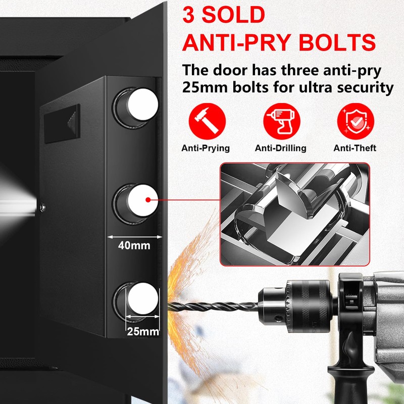1.3 Cuft Small Fire Proof Safe for Home Documents, Anti-theft