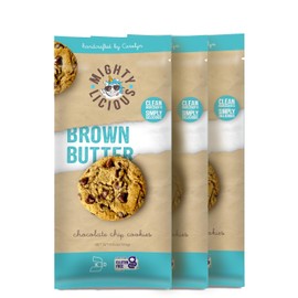 Mightylicious – Brown Butter Chocolate Chip Cookies - Gluten-Free - Kosher - Allergen-Friendly Snack - Perfect for Weddings & Birthdays - 6.5 Oz (3 Pack)