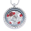 Medium Round Crystal Necklace Floating Charm Locket with Bamboo Chain