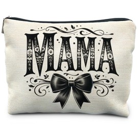 RYYCDOI Mama Goth Bow Makeup Bag, Mother's Gifts for Mama Makeup Zipper Pouch, Mom Cosmetic Bags for Women, Mama Mom Gifts from Daughters Sons
