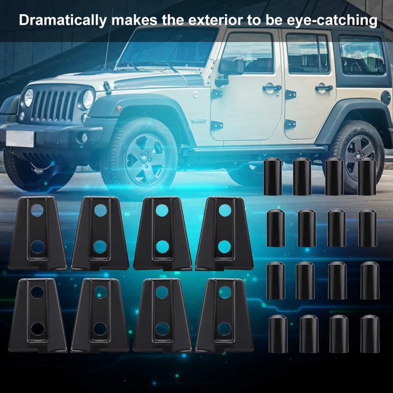 8pcs Black Car Door Hinge Cover Trim for Jeep Wrangler