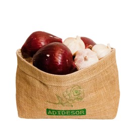 ADIDESOR Jute multifunctional storage bag folds to store vegetables, fruits, nuts and groceries. Large-capacity open design, helper for daily storage (Small)