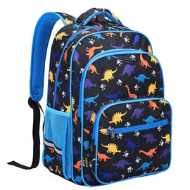 VASCHY Kids Backpack for Elementary School, Boys Large Bookbags School Bags for Primary School/Travel Black Dinos