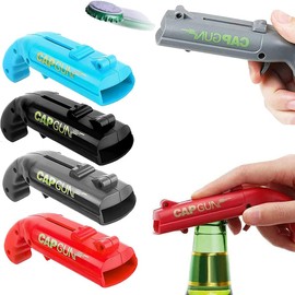 Abridor de botellas, Destapador de Cerveza de 4 Piezas, Pistolas de Cerveza Creativo Alcance de Más de 5 Metros para el Hogar Bar Fiesta Beber Sacacorchos de Cerveza (rojo, gris, negro, azul)