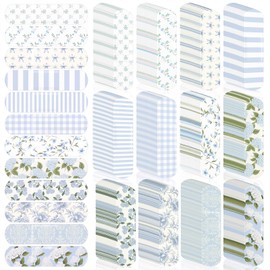 120 Pack Hydrangea Bandages Bulk Cute Blue Floral Bandages 2.76 x 0.79 Inches Decorative Adhesive Patch Strip Cute Hydrangea Gift for Family First Aid Skin Wrap Finger Wound, 12 Styles