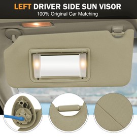 TadaMark Left Driver Side Sun Visor Fit for Honda Accord 2008 2009 2010 2011 2012 2013 2014 2015 2016 2017 Beige with Light Replace # 83280-TA0-A91ZB