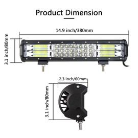 SKYWORLD Triple Row 15 inch LED Work Light Bar 21600 Lumen Spot Flood Combo Beam Off Road Driving Fog Lights Waterproof for Marine Trucks Tractors 4x4 SUV ATV UTV Boat