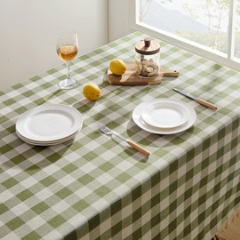 Softalker Spring Checkered Tablecloth Rectangle, Heavy Weight Cotton Gingham Boho Table Cloth with Tassel, Wrinkle Free Buffalo Plaid Table Cover for Dining/Party/Outdoor - 55 x 70 Inch, Sage Green