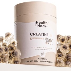 Creatina 5g Gomitas Electrolitos Sin Azúcar 80 Pzas Health Hack | Creatina 5,000mg, L-Tirosina 250mg, Citrato Sodio 515mg, K 236mg, Ca 128mg, Mg Glici