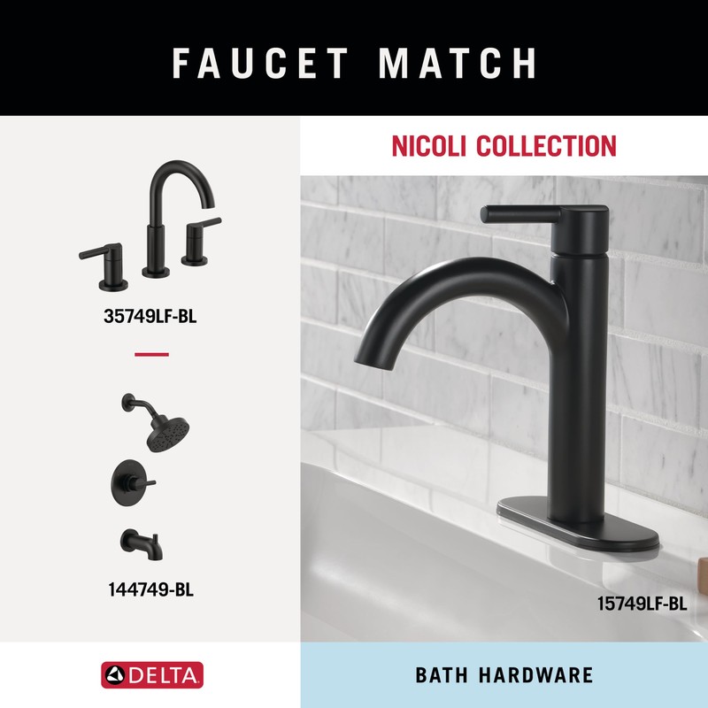 Delta Nicoli (4-Pack) Bathroom Set Matte Black 18" Towel Rack,
