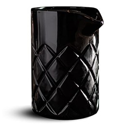 Amehla Cocktail Mixing Glass - Black Bar Mixer Pitcher, Thick and Weighted for Stirred Cocktails, 17-ounce / 500ml