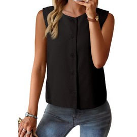 EVALESS Womens Coat Black Vest for Women Lightweight Petite Womens Blazers Work Clothes Business Casual Outfits Fashion 2025 Summer Tops Cropped Dress Sleeveless Womens Suit Vest Waistcoat, X-Large