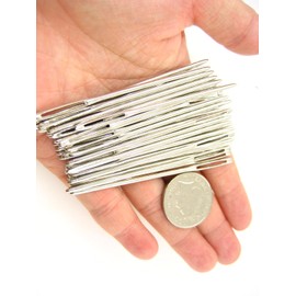 the sew shack 40pcs 7cm Large Eye Metal Blunt Wool Hand Knitting Yarn Needles Binca Cross Stitch Knitting Needle, silver