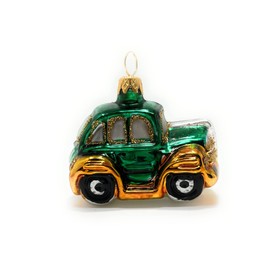 Polish Gallery Mini Christmas Ornament Blown Glass Handcrafted (Green Car)