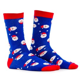 Calcetines navideños para hombre – Calcetines navideños festivos para chicos, Santa Socks Blue, Talla única