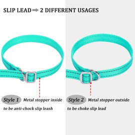 MayPaw Slip Lead Dog Leash, 3/4" Wide Reflective Nylon Training Lead with Padded Handle, 6 FT Flat Pet Leash for Groomers, Shelters, Rescues, Vets or Doggy Daycares