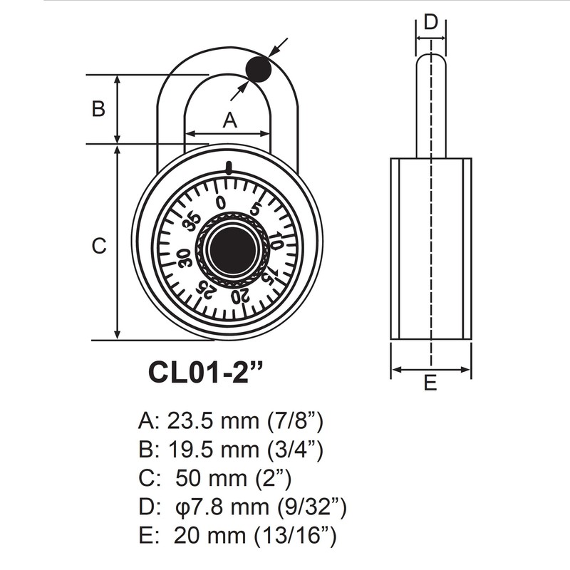 Premier Lock CL01 Wide Combination Padlock, 2-Inch, Stainless Steel