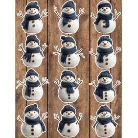 Handmade Snowman Blue Scarf Die Cut Vinyl Stickers Set Scrapbooking Laptop Waterbottle