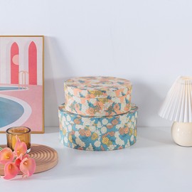 Soul & Lane Decorative Storage Cardboard Boxes with Lid (Set of 2, Floral Elegance) | Vintage Floral Paperboard Nesting Box Set for Organizing