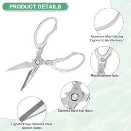M METERXITY Kitchen Scissors, 9" Multi-Purpose Stainless Steel Heavy Kitchen Shears for Food/Poultry/Pizza/Herb, Lotus Handle Shape Cooking Scissors Dishwasher Safe [Silver Tone]