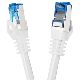 BIGtec 0,5m CAT.7 Patchkabel Netzwerkkabel Gigabit Patch DSL LAN Ethernet Kabel weiß Kupferkabel doppelt geschirmt (RJ45 Stecker Cat-7 S/FTP PIMF)