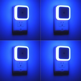 Sujeet Blue Night Light 4 Pack,Night Lights Plug into Wall 4-Pack, Nightlight Plug in Night Lights, Dusk to Dawn Night Lamp Led Night Light for Bedroom, Bathroom, Hallway