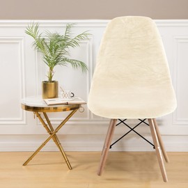 MINGPINHUIUS Armless Shell Chair Cover: Mid Century Stretch Dining Room Chair Covers Washable Velvet Chair Seat Protector Slipcovers,for Dining Chairs (Set of 4,Off White), 5212-4#A