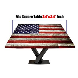 Zbgfjnx Square Tablecloth with Elastic Edge American Flag Background Fitted Table Covers for Kitchen Party Outdoor Indoor, Fitted for 24"x24" Square Table, Style 2