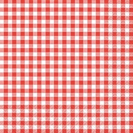20 Napkins 33 x 33 cm Checked Red White Gingham Garden Party Checked