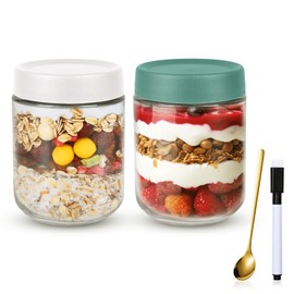 vione Overnight Oats Glasses with Lids (Pack of 2)