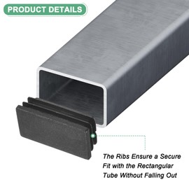 M METERXITY 20-Pack Tubing End Caps, 2 x 1 Inch Plastic Rectangle Hole Plugs Inserts for Chair Leg/Bar Stool/Fitness Equipment, Chair Glides Fence Plug Floor Protectors