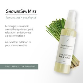 European Spa Source Energizing Lemongrass + Eucalyptus ShowerSpa Mist Spray for Aromatherapy, at Home Spa Experience, Sinus Congestion Relief, and Tension Relief, 4 fl oz.