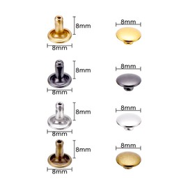 100 Set Leather Rivets Double Cap Rivets with Fixing Tool Kit for Leather Craft Repairing Decoration, 4 Color