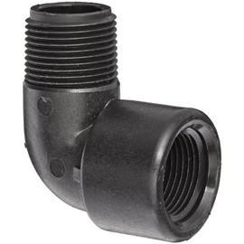 Banjo SL050-90 Polypropylene Pipe Fitting, 90 Degree Street Elbow, Schedule 80, 1/2" NPT Female x NPT Male