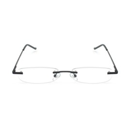EYE ZOOM 2 Pack Rimless Reading Glasses with Slim Black and Silver Case for Men and Women, +3.50