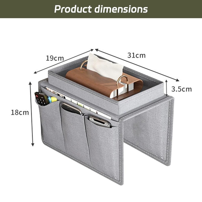 2 Pack Couch Arm Caddy, Armchair caddy with Tray, Sofa