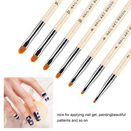 7-Piece Nail Art Brush Set with Nylon Bristles & ABS Handles for Salon & Home Use - Multi-Color
