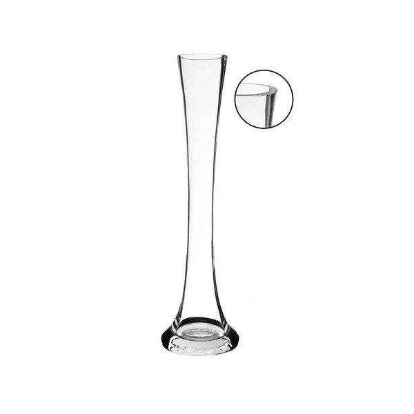 WGV Gathering Bud Vase, Width 3.3", Height 12", Clear Tall Standard Concaved Hurricane Glass Floral Container Centerpiece Planter for Wedding Party Event Home Office Decor, 1 Piece