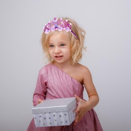 GAFATORY Mermaid Headband Mermaid Birthday Decorations Glitter Pearl Mermaid Crown for Girls Women Purple Mermaid Hair Accessories Starfish Seashell Fishtail