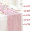 Sioloc 5 Pack Light Pink Cheesecloth Table Runner Spring Decor