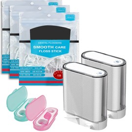Soporte de hilo dental, caja de hilo dental emergente, dispensador automático de palillos de dientes, caja de hilo dental portátil para adultos, soporte de palillos de hilo dental, con recambio y estuche de viaje