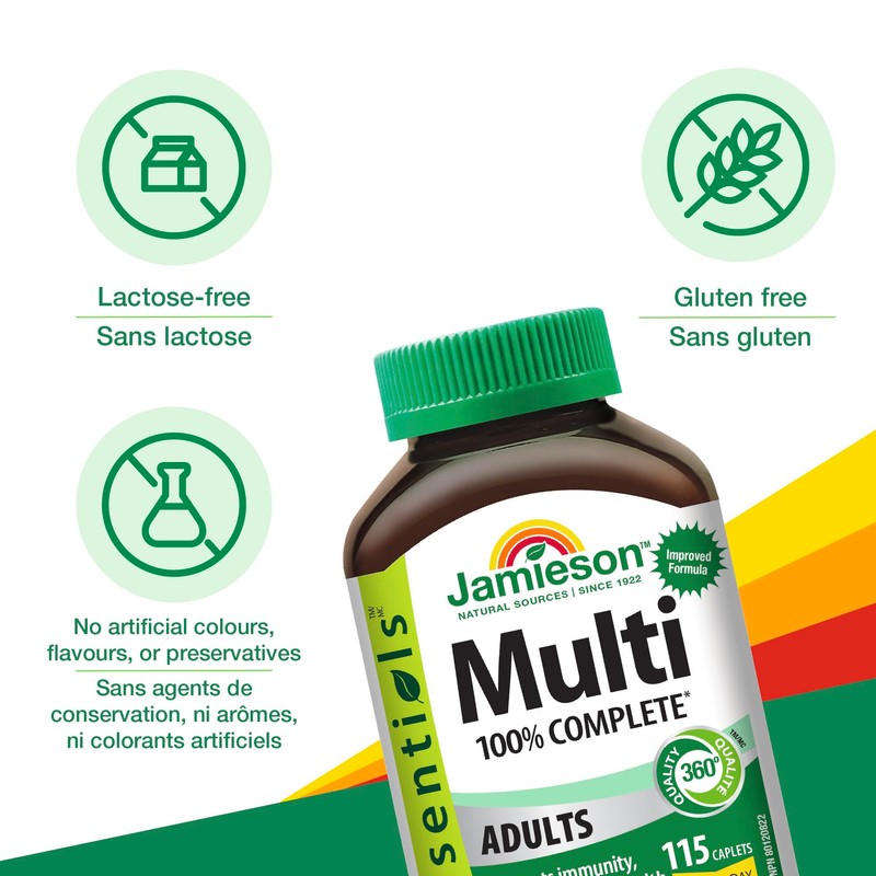 Jamieson Jamieson 100% Complete Multivitamin for Adults, Supports Energy, Immunity