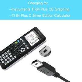 Calculator Charging Cable Texas Instruments Calculator TI-84 Plus CE Graphing Calculator, TI 89, TI-Nspire CX CX CAS, TI84 Plus CE Color C Silver Calculator, Charging Power Data Cable (3.3ft/1m)