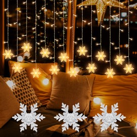UOY Star Curtain Fairy Lights Curtain Indoor, 96 Pieces 3.5 m Fairy Lights Stars Fairy Lights Window Indoor Christmas Fairy Lights Window Indoor for Wedding, Christmas