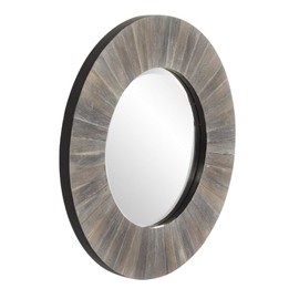 Howard Elliott Henley Round Hanging Mirror for Wall Decor, Dark Rustic Wooden Frame Wall Mounted Mirror, Modern Vanity Mirror for Living Room, Entryway, Bedroom & Bathroom, 18 x 18 Inch