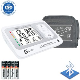 Blood Pressure Monitor for Home Use: Upper Arm Large Cuff BP Machine - Automatic Tensiometer with 3-Color Backlit Hypertension Display and 2 Users - BT Enabled with App