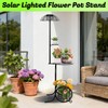 Solar Outdoor Side Table with Light, 52.5'' Waterproof Metal Patio