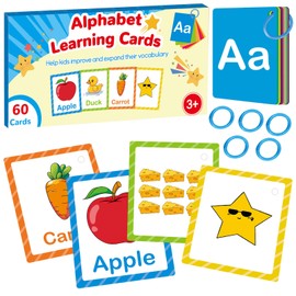 Edumix Toddler Learning Flash Cards, 60 PCS Double Sides Flashcards for Alphabets, Numbers, Colors, Shapes, Sight Words, Baby Cognitive Flashcards for Kids, Preschool Kindergarten Learning Activities